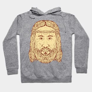 Jesus With Crown of Thorns Face Drawing Hoodie